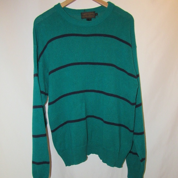 Eddie Bauer Other - Eddie Bauer Green Blue Striped Cotton Sweater L